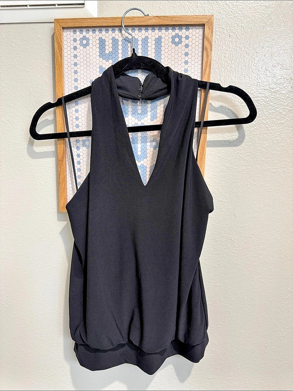 Express Halter Cowl Neck Open Back Tank Black XS